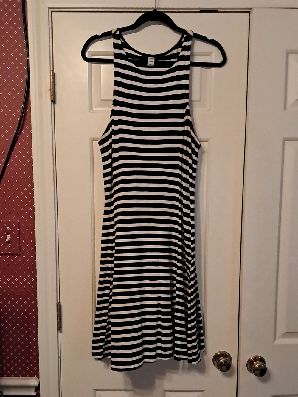 Old Navy Black and White Striped Tank Swing Dress